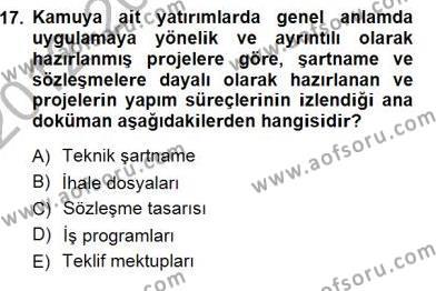 Belediye, İmar ve Gayrimenkul Mevzuatı Dersi 2012 - 2013 Yılı (Final) Dönem Sonu Sınavı 17. Soru