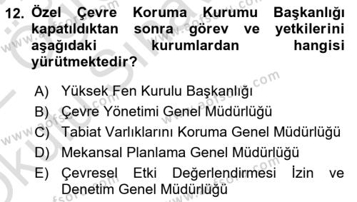 Belediye, İmar ve Gayrimenkul Mevzuatı Dersi 2021 - 2022 Yılı Yaz Okulu Sınavı 12. Soru