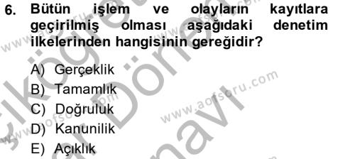 Mahalli İdareler Dersi 2014 - 2015 Yılı (Final) Dönem Sonu Sınavı 6. Soru