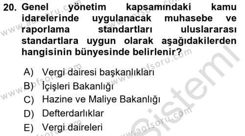 Mahalli İdareler Dersi 2021 - 2022 Yılı (Vize) Ara Sınavı 20. Soru