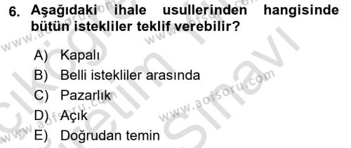 Mahalli İdareler Dersi 2021 - 2022 Yılı (Vize) Ara Sınavı 6. Soru